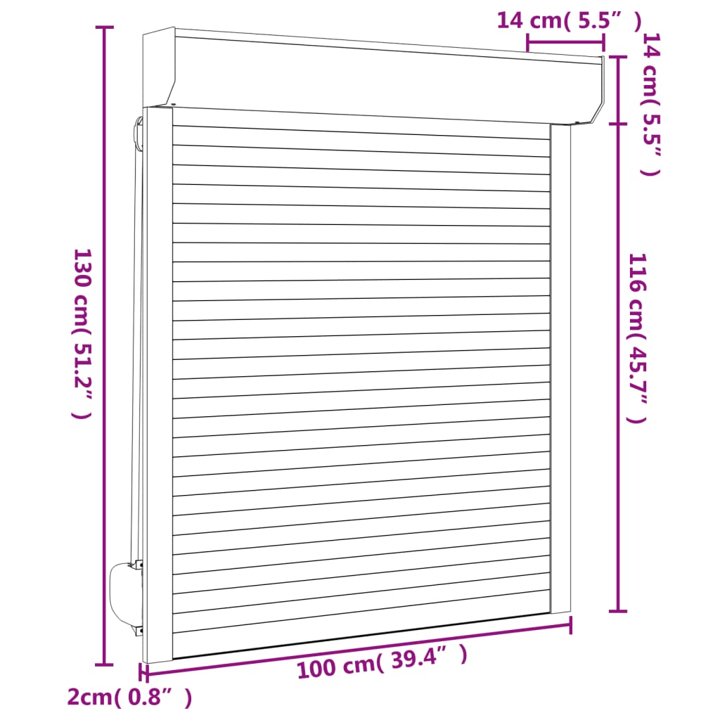 Rollladen Aluminium 100x130 cm Weiß