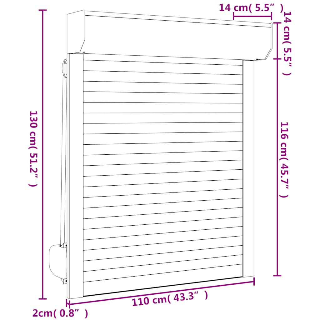 Rollladen Aluminium 110x130 cm Weiß