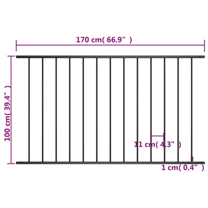 Zaunfeld Pulverbeschichteter Stahl 1,7x1 m Schwarz
