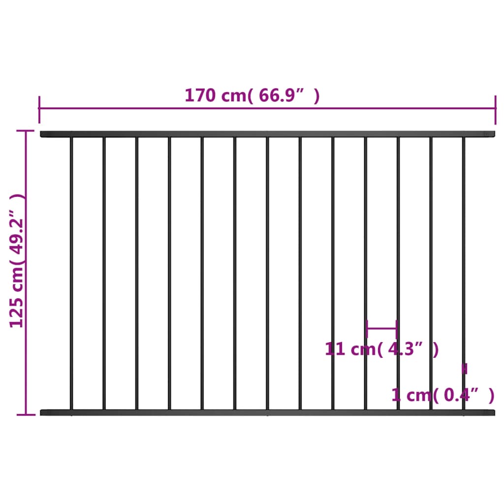 Zaunfeld Pulverbeschichteter Stahl 1,7 x 1,25 m Schwarz