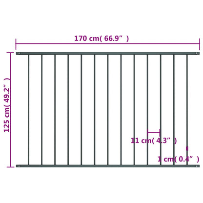 Zaunfeld Pulverbeschichteter Stahl 1,7 x 1,25 m Anthrazit