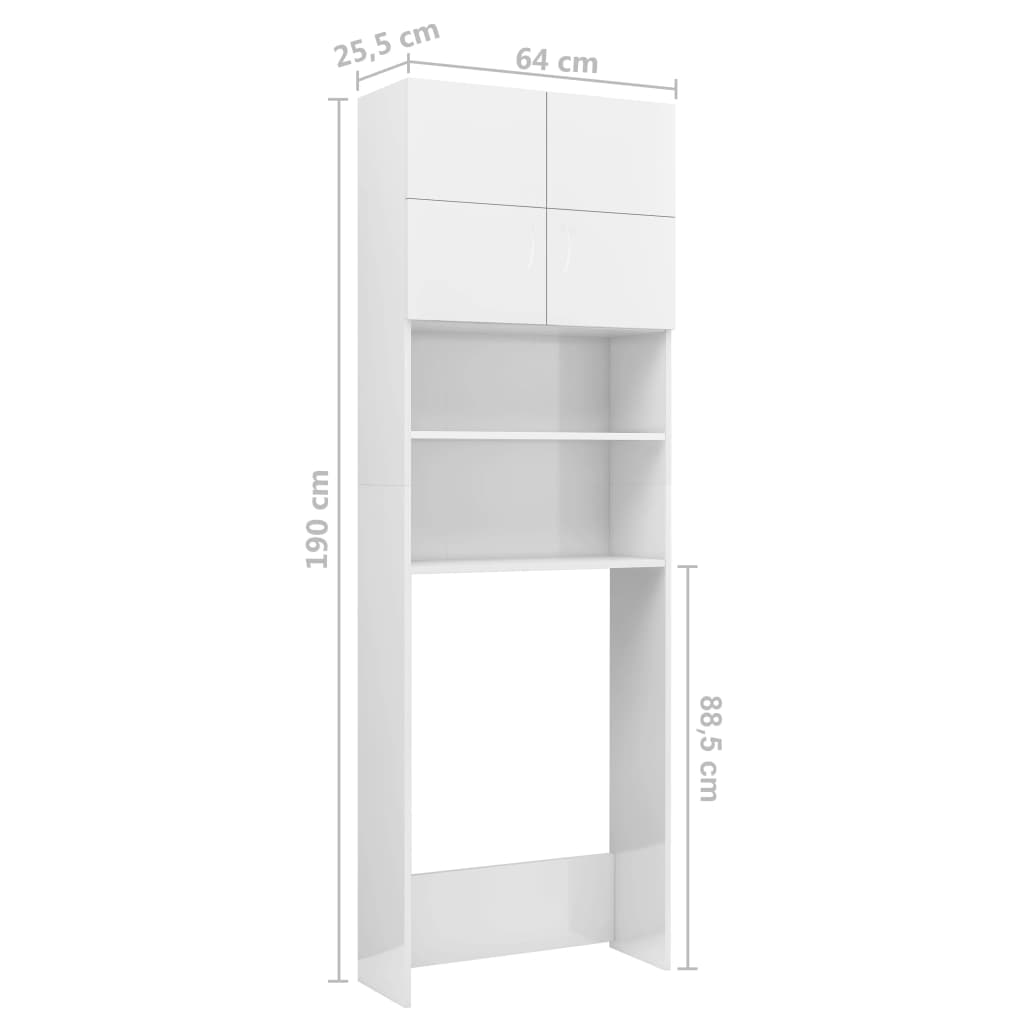 Waschmaschinenschrank Weiß 64x25,5x190 cm Holzwerkstoff