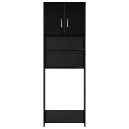 Waschmaschinenschrank Hochglanz-Schwarz 64x25,5x190 cm