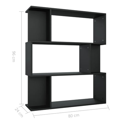 Bücherregal/Raumteiler Schwarz 80x24x96 cm Holzwerkstoff