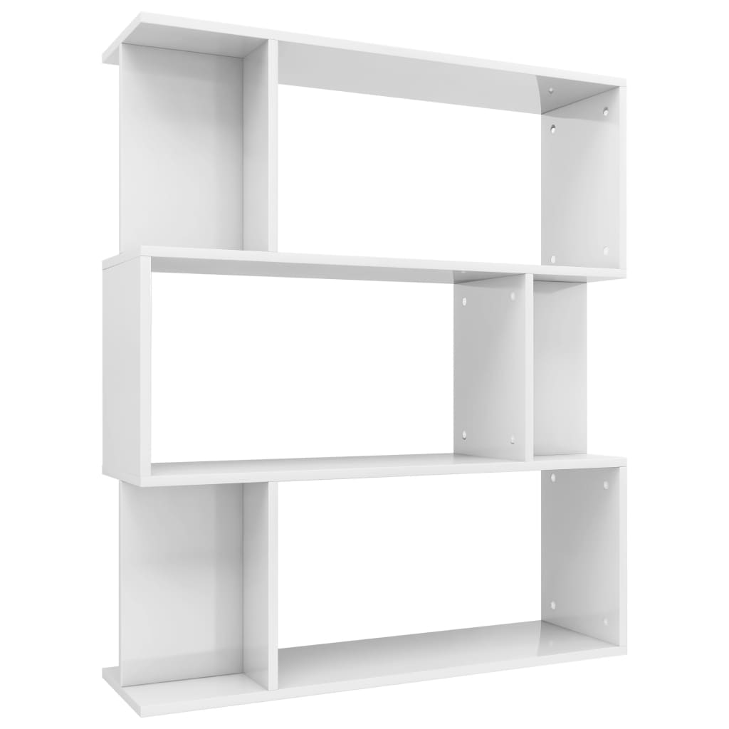 Bücherregal/Raumteiler Hochglanz-Weiß 80x24x96 cm