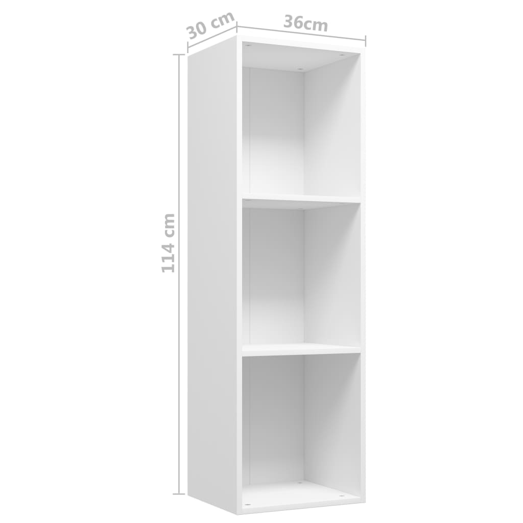 Bücherregal/TV-Schrank Weiß 36x30x114 cm Holzwerkstoff