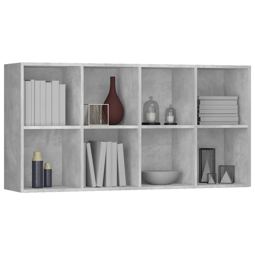 Bücherregal/Sideboard Betongrau 66×30×130 cm Holzwerkstoff