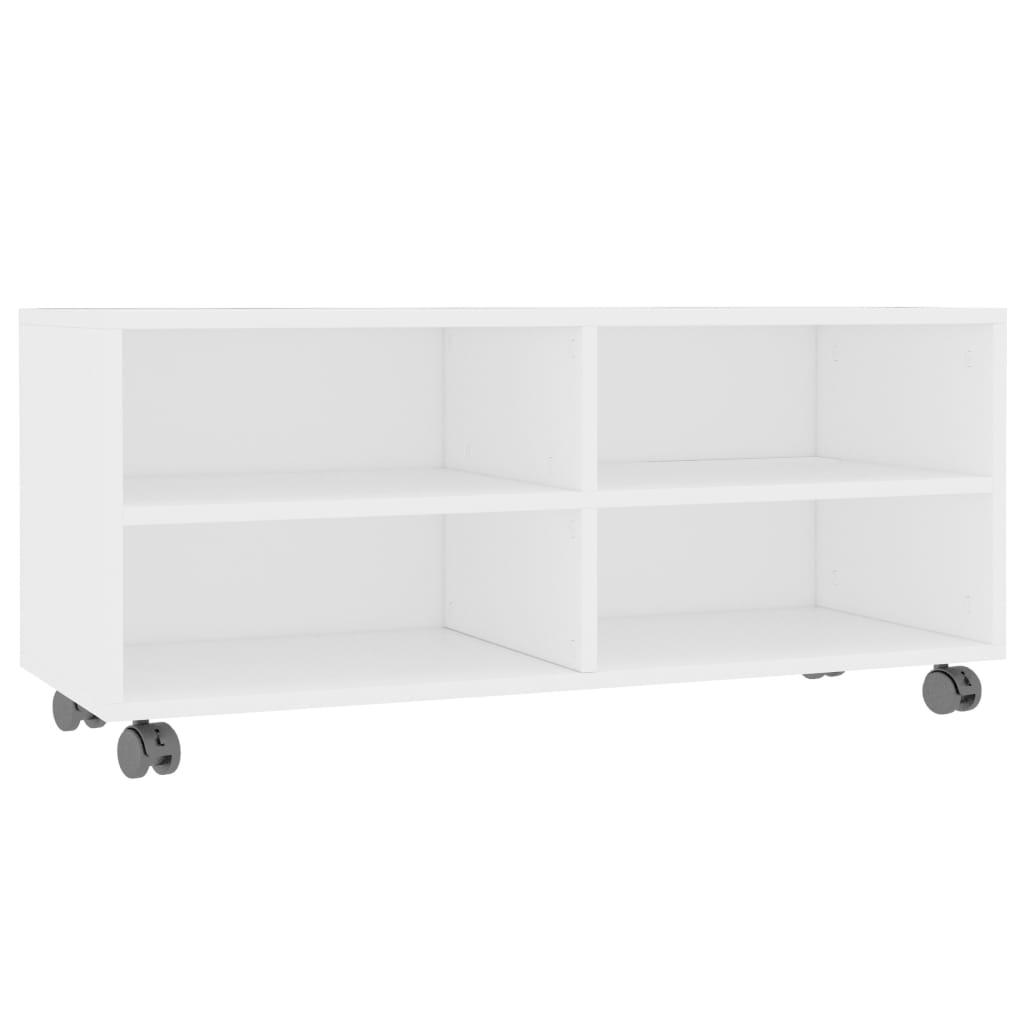 TV-Schrank mit Rollen Weiß 90x35x35 cm Holzwerkstoff