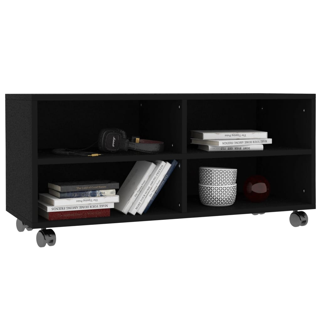 TV-Schrank mit Rollen Schwarz 90x35x35 cm Holzwerkstoff