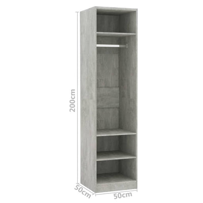 Kleiderschrank Betongrau 50x50x200 cm Holzwerkstoff