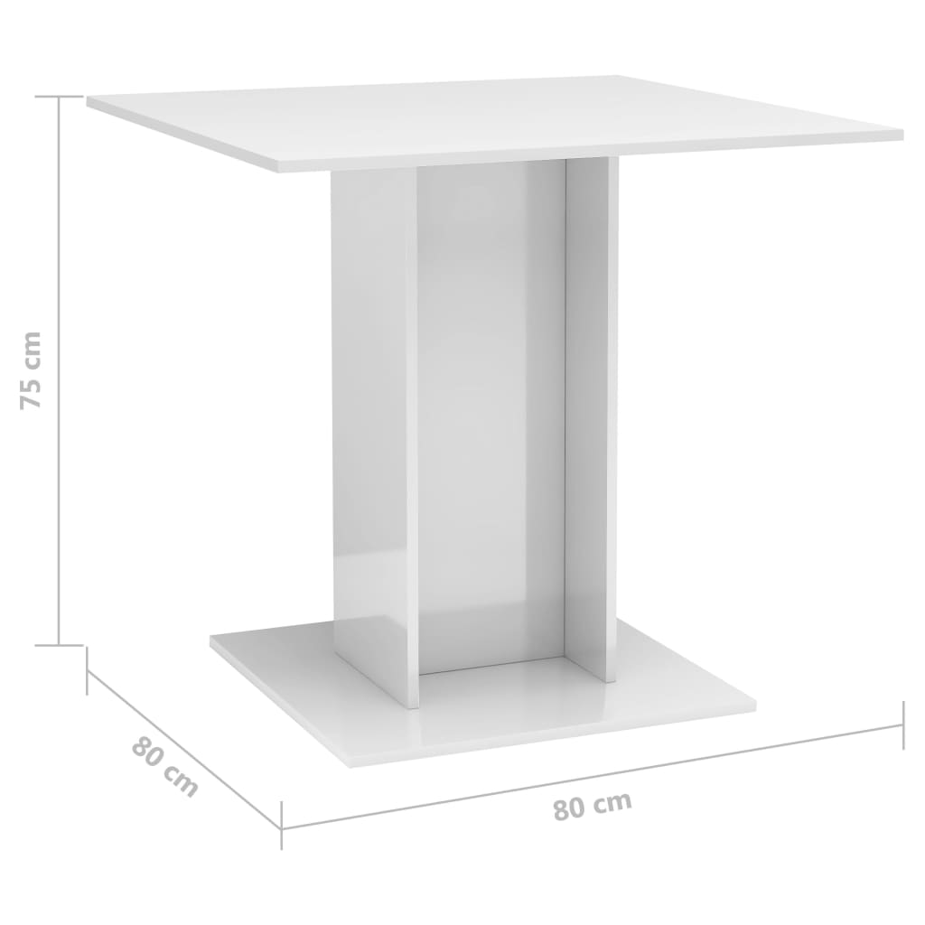 Esstisch Hochglanz-Weiß 80x80x75 cm Holzwerkstoff