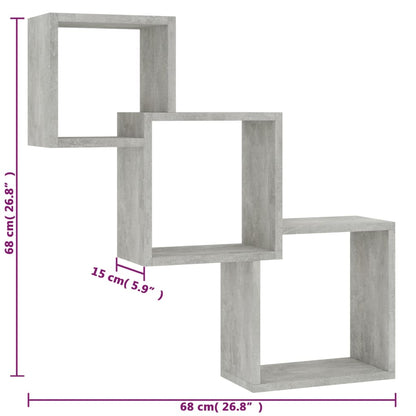 Cube Wandregale Betongrau 84,5x15x27 cm Holzwerkstoff