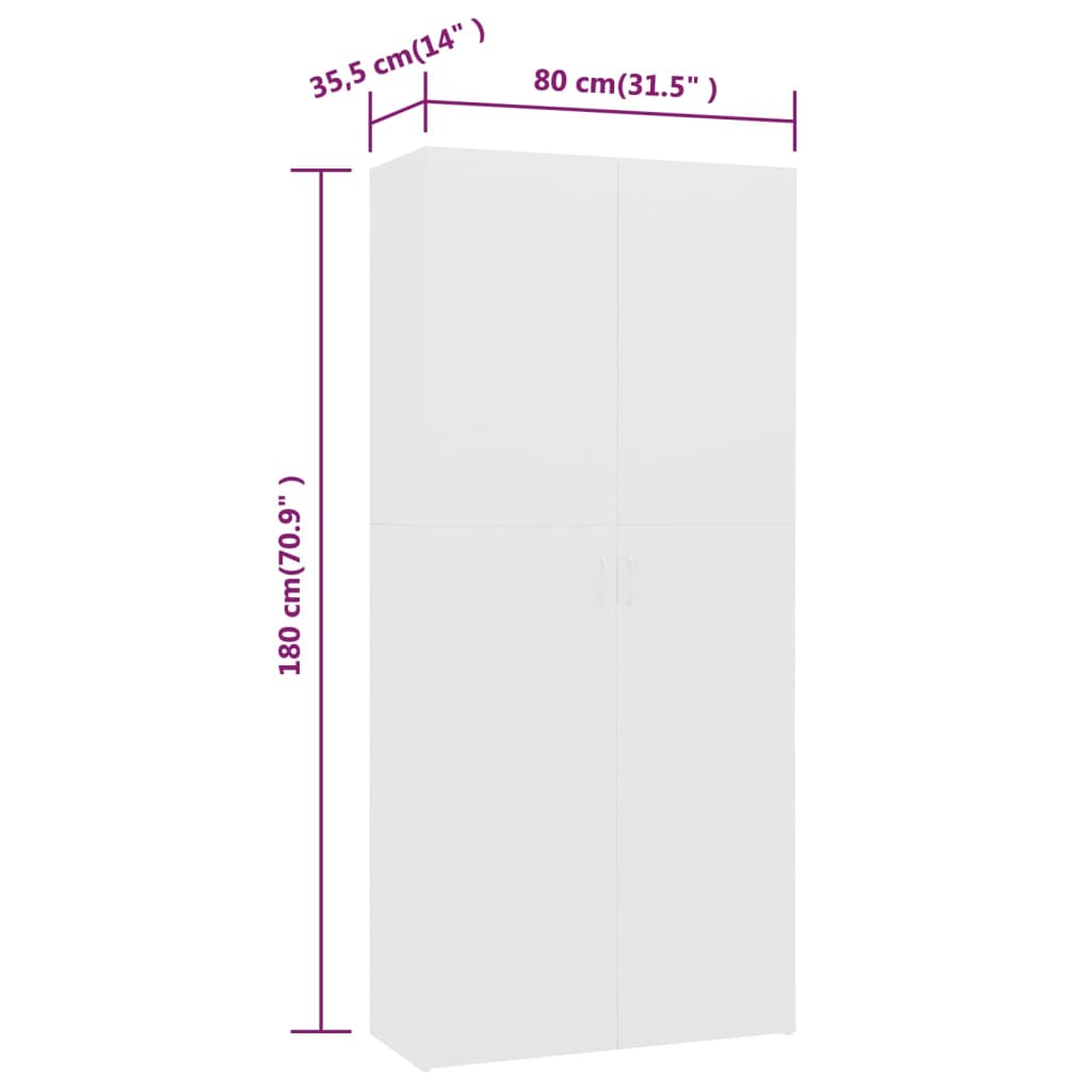 Schuhschrank Weiß 80x35,5x180 cm Holzwerkstoff