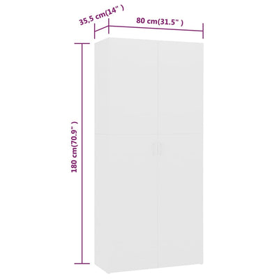 Schuhschrank Weiß 80x35,5x180 cm Holzwerkstoff