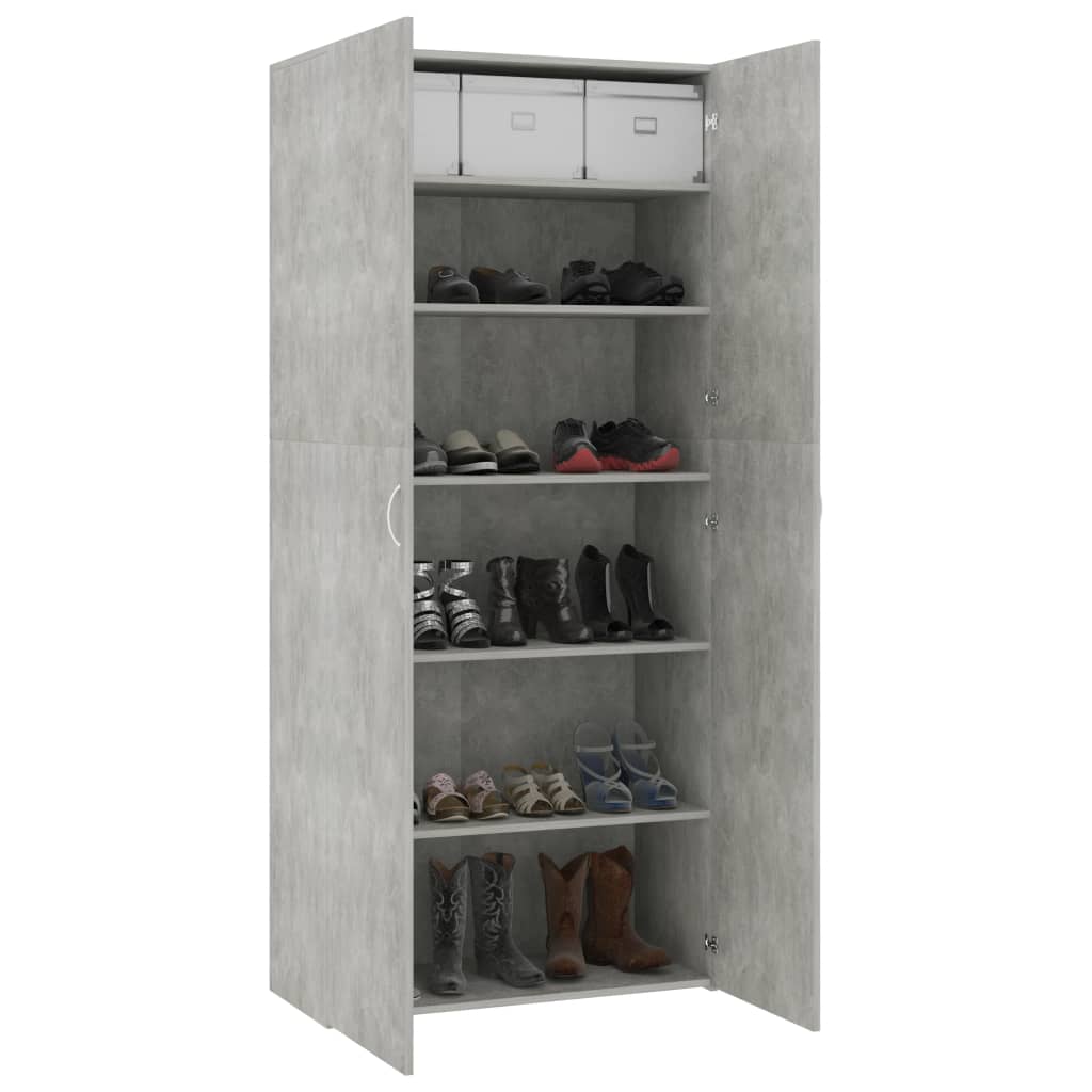 Schuhschrank Betongrau 80x35,5x180 cm Holzwerkstoff