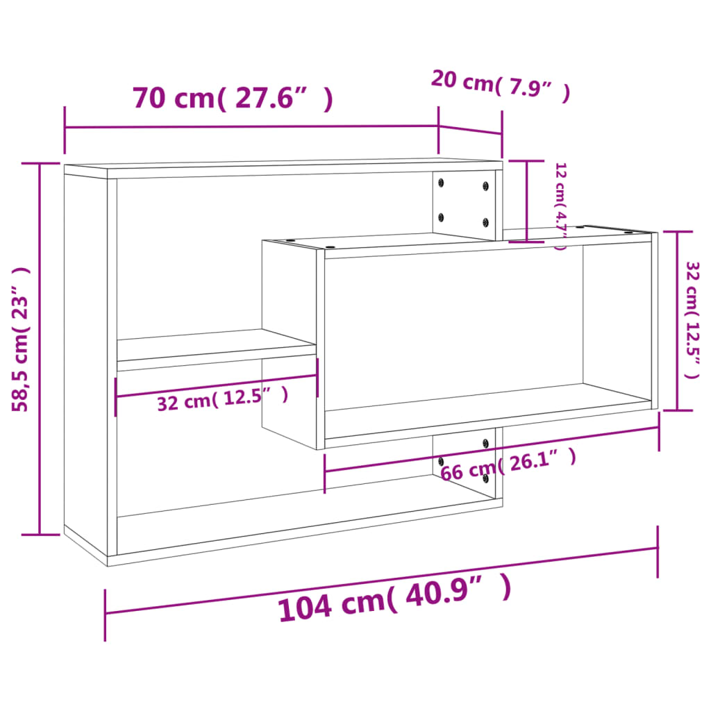 Wandregale Betongrau 104x20x58,5 cm Holzwerkstoff