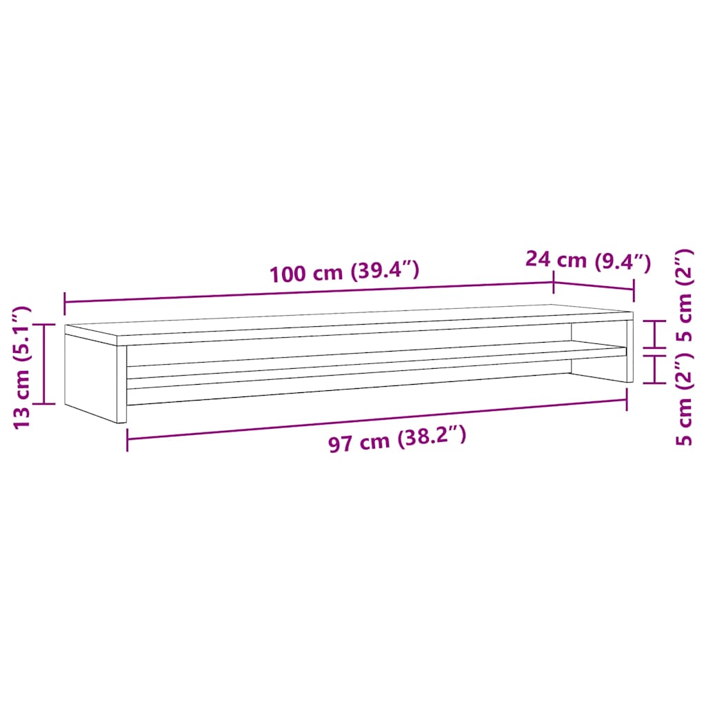 Monitorständer Weiß 100x24x13 cm Holzwerkstoff