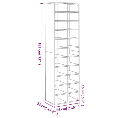 Schuhschrank Schwarz 54x34x183 cm Holzwerkstoff