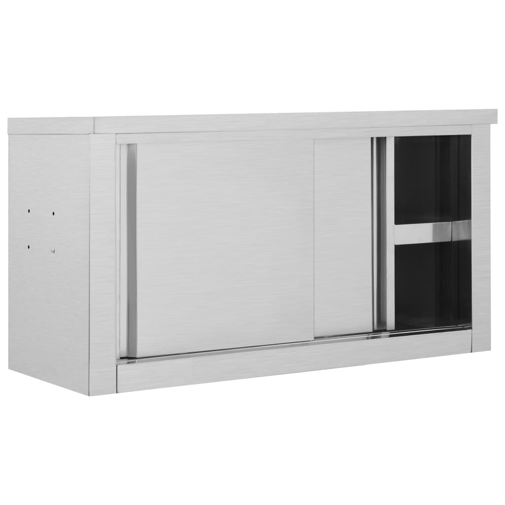 Wandhängeschrank mit Schiebetüren 90×40×50 cm Edelstahl