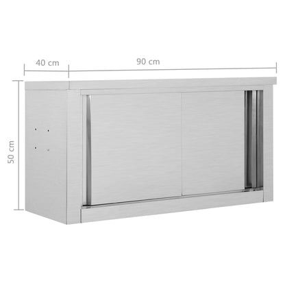 Wandhängeschrank mit Schiebetüren 90×40×50 cm Edelstahl