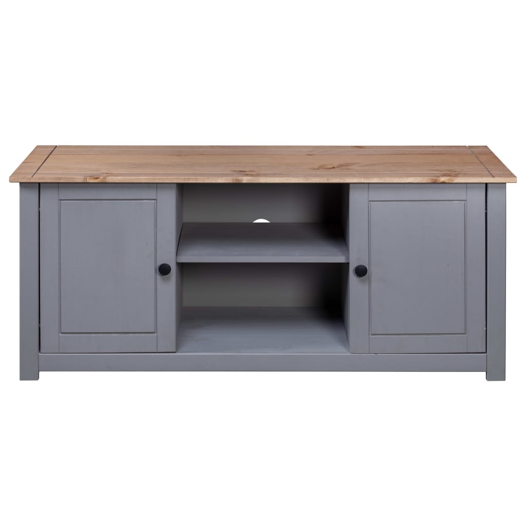 TV-Schrank Grau 120x40x50 cm Massivholz Panama-Kiefer