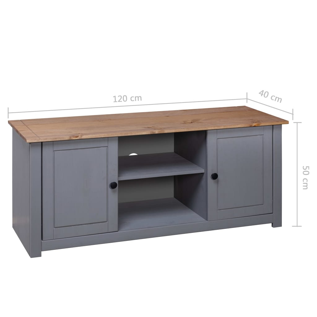 TV-Schrank Grau 120x40x50 cm Massivholz Panama-Kiefer