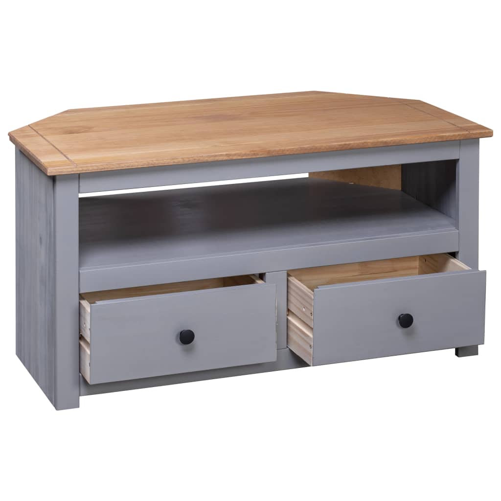 TV-Eckschrank Grau 93 x 49 x 49 cm Massivholz Panama-Kiefer