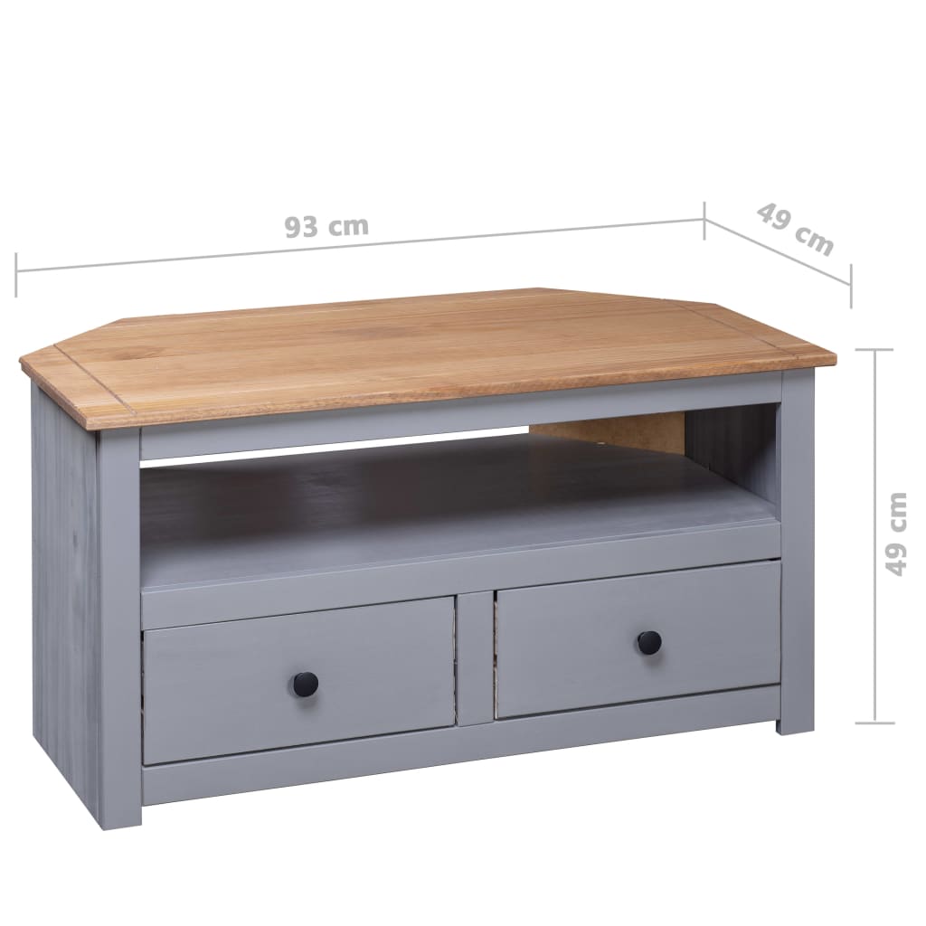 TV-Eckschrank Grau 93 x 49 x 49 cm Massivholz Panama-Kiefer