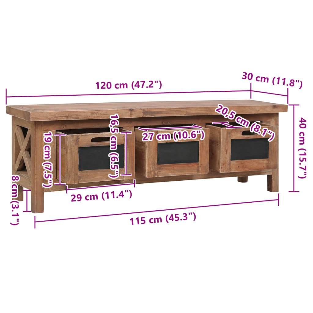 TV-Schrank mit 3 Schubladen 120×30×40 cm Massivholz Mahagoni