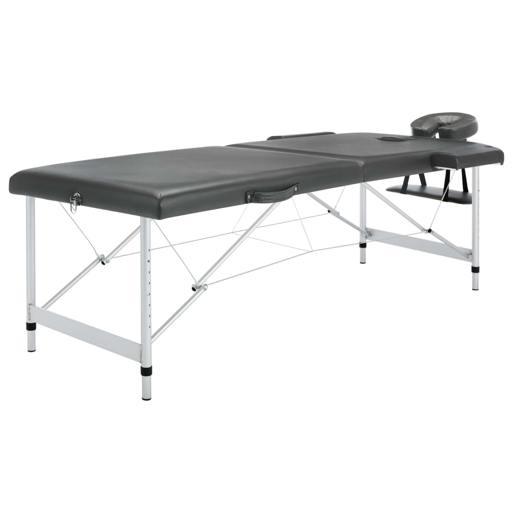 Massageliege 2-Zonen Aluminiumgestell Anthrazit 186x68 cm