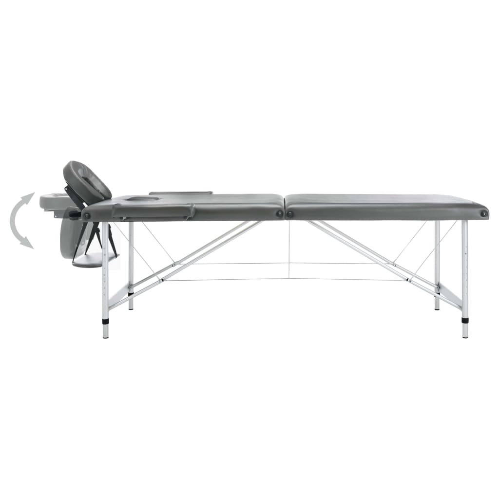 Massageliege 2-Zonen Aluminiumgestell Anthrazit 186x68 cm