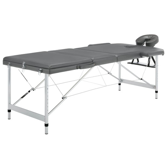 Massagetisch mit 3 Zonen Aluminiumrahmen Anthrazit 186×68 cm