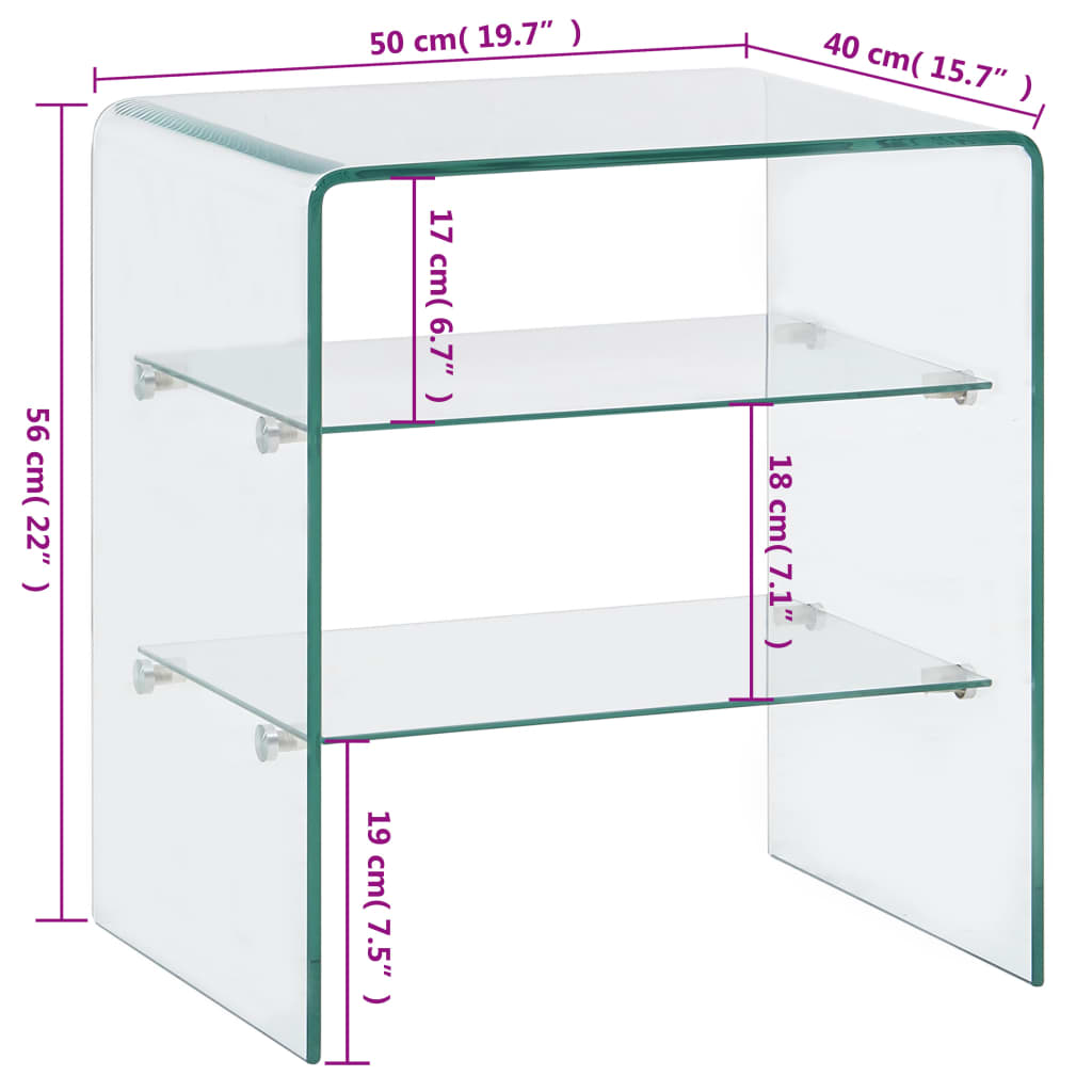 Couchtisch 50x40x56 cm Hartglas