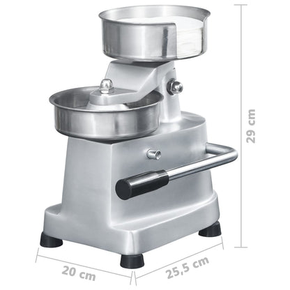Hamburgerpresse mit 500 Trennpapieren Aluminium 13 cm