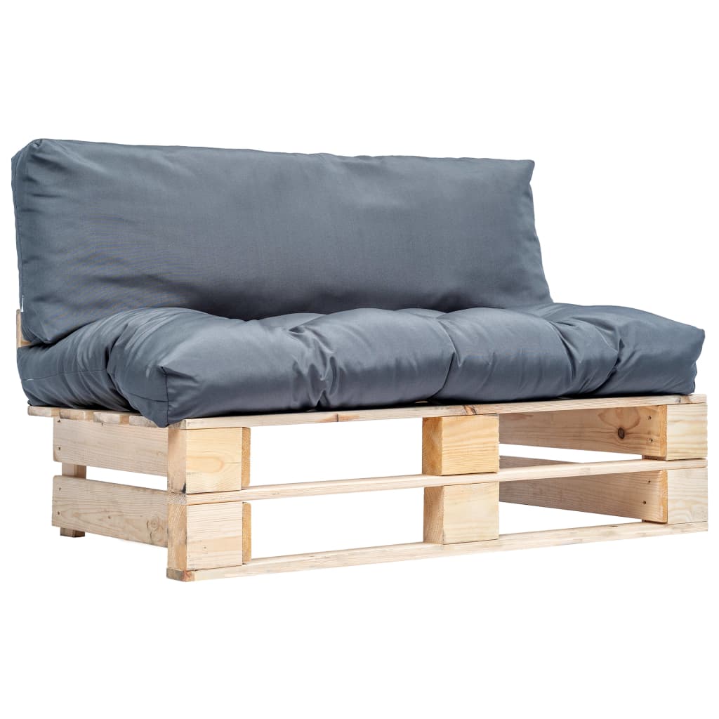 Outdoor-Sofa Paletten mit Kissen in Grau Kiefernholz