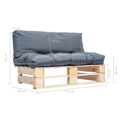 Outdoor-Sofa Paletten mit Kissen in Grau Kiefernholz