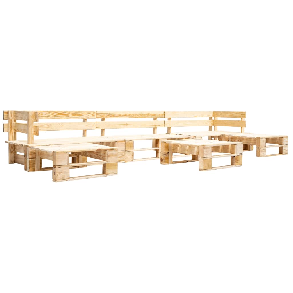 6-tlg. Paletten-Lounge-Set Holz Natur