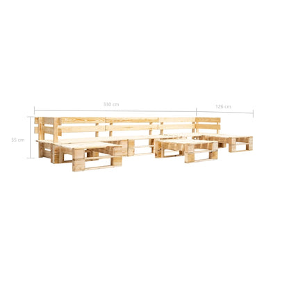 6-tlg. Paletten-Lounge-Set Holz Natur