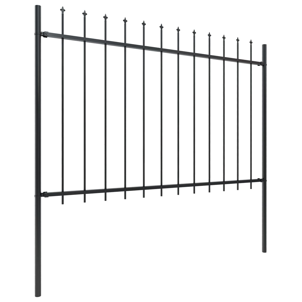 Gartenzaun mit Speerspitzen Stahl 5,1 x 1,2 m Schwarz