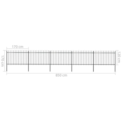 Gartenzaun mit Speerspitzen Stahl 8,5 x 1,2 m Schwarz