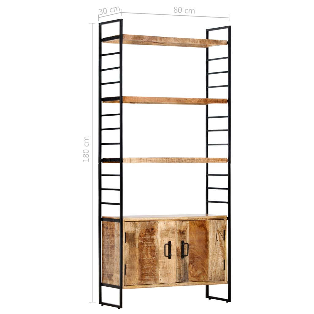 Bücherregal 4 Ebenen 80x30x180 cm Raues Mangoholz