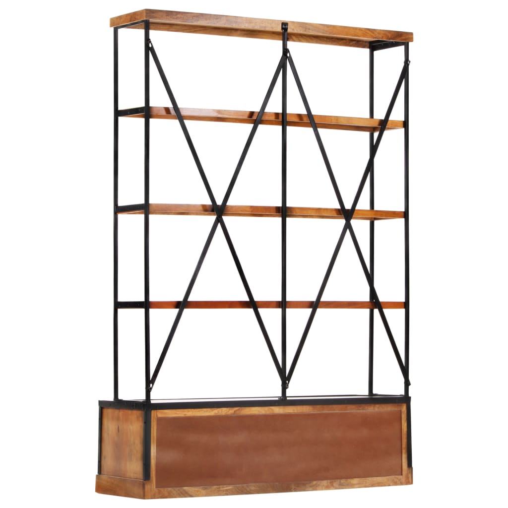 Bücherregal 4 Ebenen 6 Schubladen 122×36×181 cm Massivholz