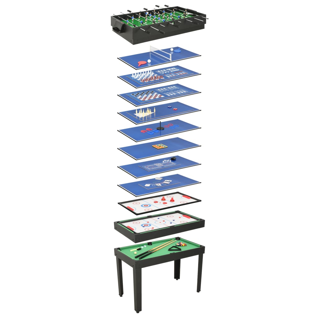 15-in-1 Multigame-Tisch 121×61×82 cm Schwarz