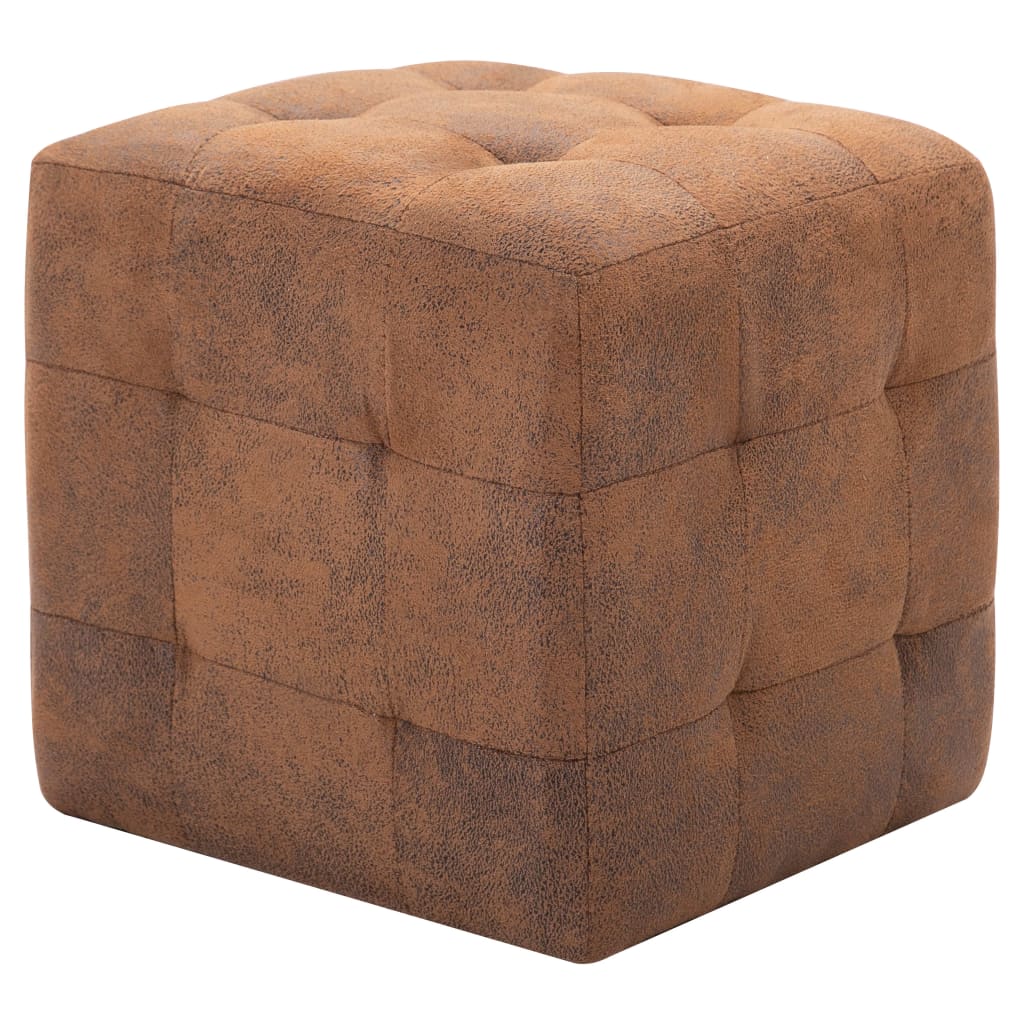 Pouf 2 Stk. Braun 30x30x30 cm Wildleder-Optik