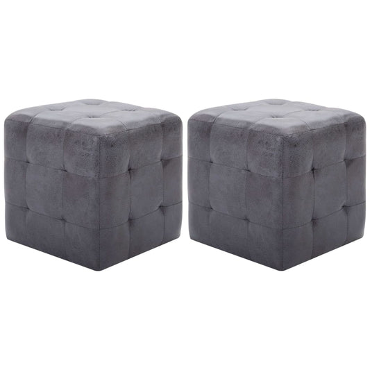 Pouf 2 Stk. Grau 30x30x30 cm Wildleder-Optik