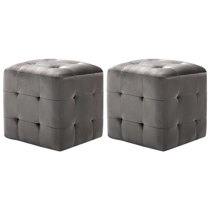 Pouf 2 Stk. Grau 30x30x30 cm Samtstoff