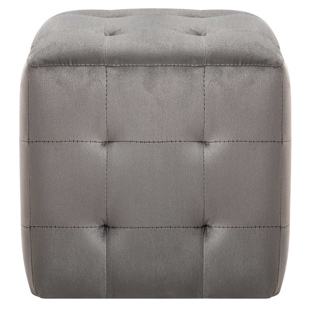 Pouf 2 Stk. Grau 30x30x30 cm Samtstoff