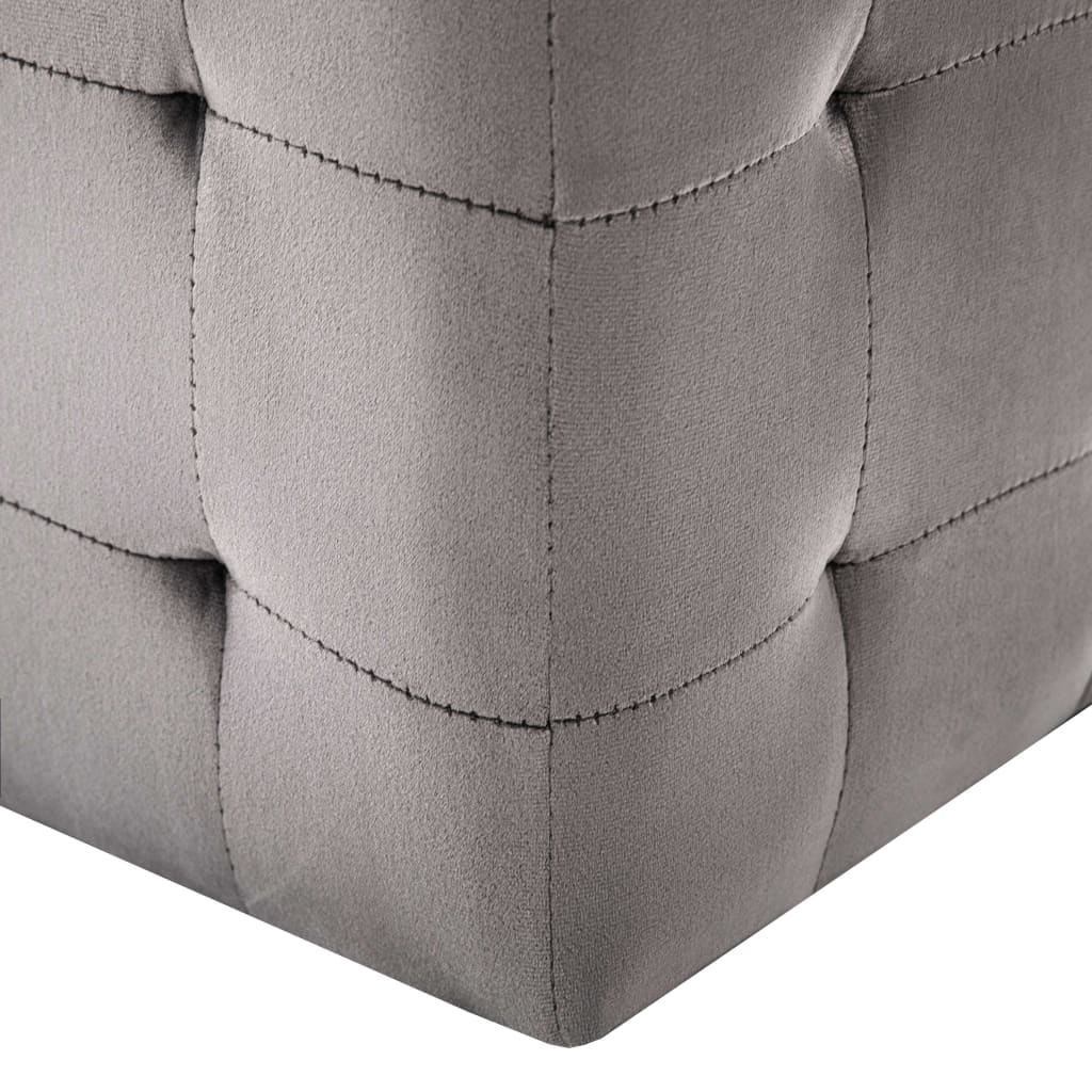 Pouf 2 Stk. Grau 30x30x30 cm Samtstoff