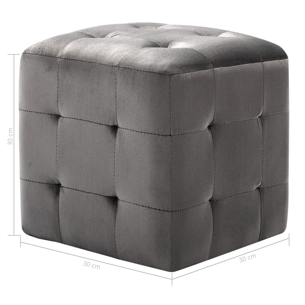 Pouf 2 Stk. Grau 30x30x30 cm Samtstoff