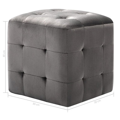 Pouf 2 Stk. Grau 30x30x30 cm Samtstoff